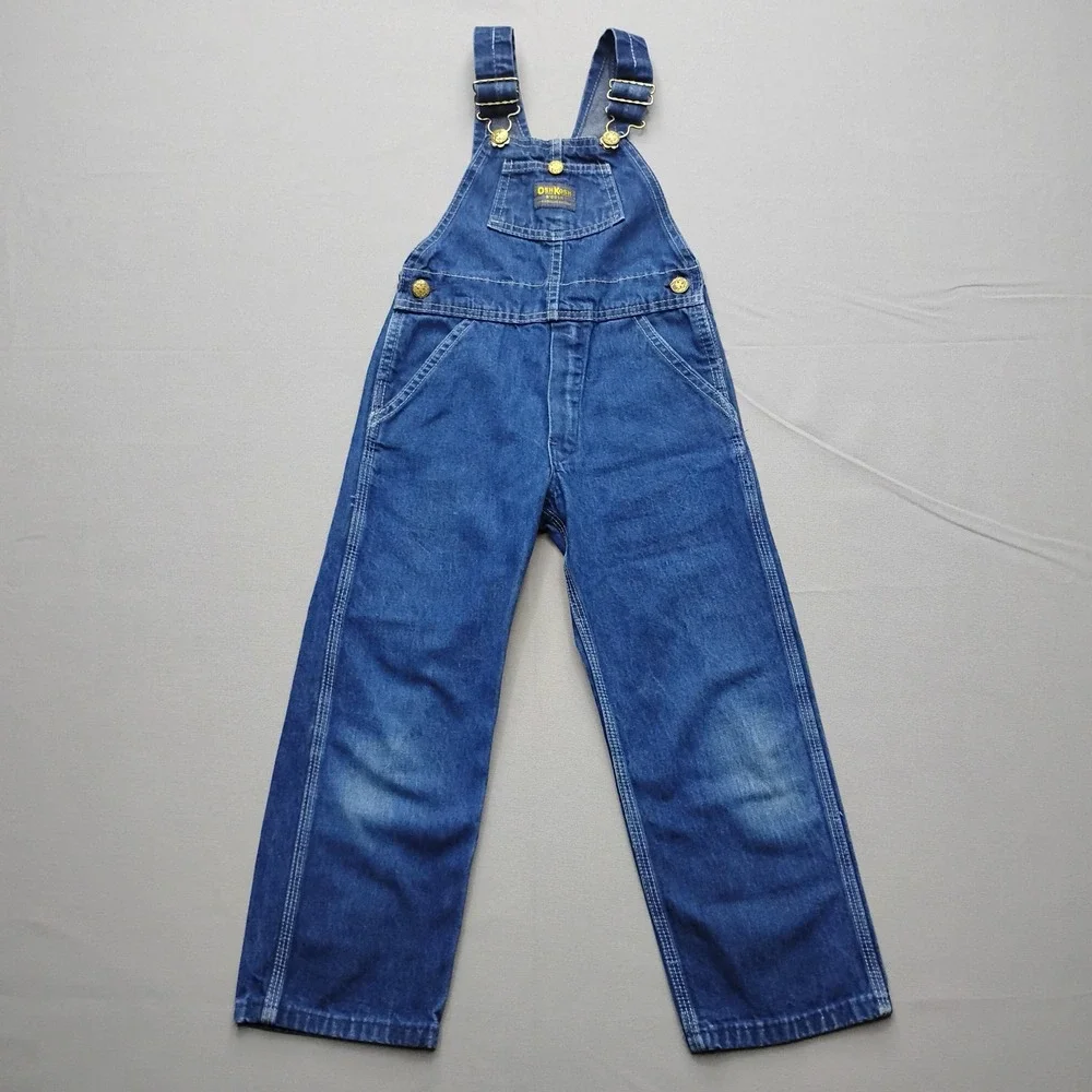 Vintage OshKosh Bgosh Vestbak Denim Overalls Kids Size 6 Made in USA Blue Bibs